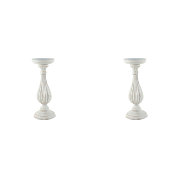 2PK Maine & Crawford Harlen 28x10cm Wooden Candle Holder - White