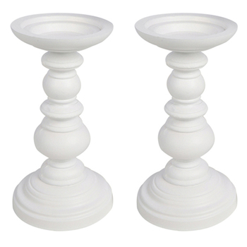 2PK Maine & Crawford Kelli MDF 20.5cm Taper Candle Holder - Matte White