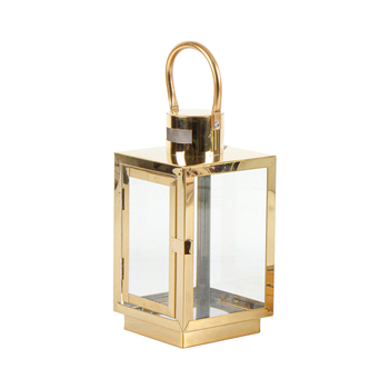 Maine & Crawford Hadiya 25x14cm Lantern Candle Holder Small - Brass Gold