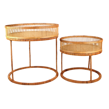 2pc Maine & Crawford Kalib 54/42cm Side Table Furniture - Natural
