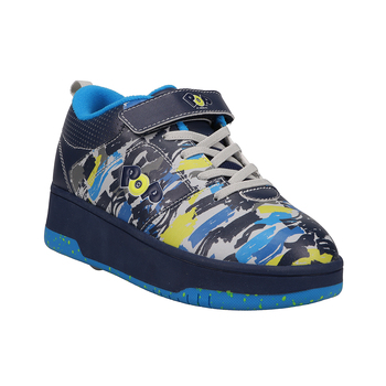 Heelys Pop Strive Boys Kids/Youth Size 3 US Wheel Shoes Navy/Blue/Grey/Yellow