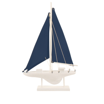 Maine & Crawford Hobbard 54x32cm Wood Sailing Boat - Blue/White