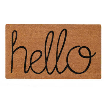 Maine And Crawford Hello Script Writing Coir Doormat 15mm Thickness 70x40cm