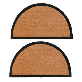 2PK Maine And Crawford Classic Black Border Semi Circle Doormat 70x40cm