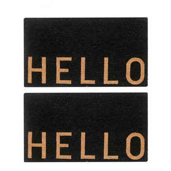 2PK Maine And Crawford Charcoal Black Natural Hello Coir Doormat 70x40cm