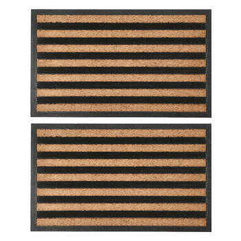 2PK Maine And Crawford Heavy Duty Rubber Mould Non Brush Doormat 75x45cm