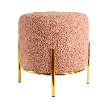 Maine & Crawford June 41x38cm Faux Sherpa Stool - Dusty Pink Gold