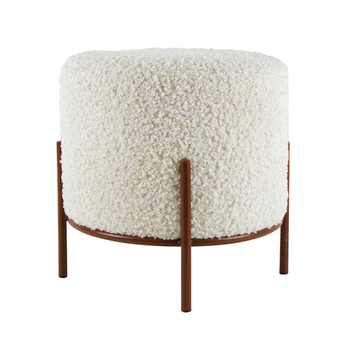 Maine & Crawford June 41x38cm Faux Sherpa Stool - White