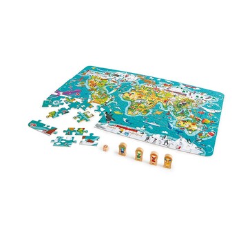 Hape 2-in-1 World Tour Puzzle & Game Kids/Toddler Activity Toy 5+
