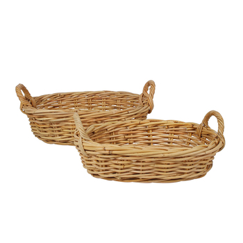 2pc Maine & Crawford Chelle 45cm Oval Log Basket w/ Handle Natural