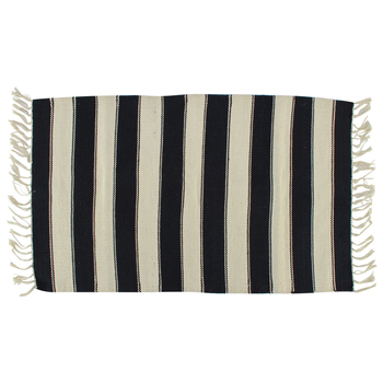 Maine & Crawford Zian Striped 90x60cm Cotton Rug - Black/White