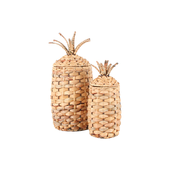 2pc Maine & Crawford Pippi 28/40cm Pineapple Basket Storage w/ Lid Natural