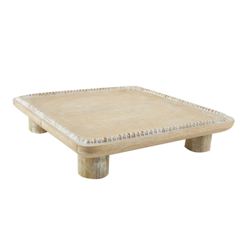 Maine & Crawford Bryony 30x30cm Mango Wood Square Tray w/ Legs - Cream