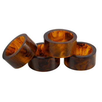 4pc Maine & Crawford Atticus 6cm Resin Napkin Ring - Brown