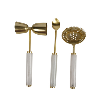 3pc Maine & Crawford Ophelia Jigger/Spoon/Strainer Cocktail Set - Pearl