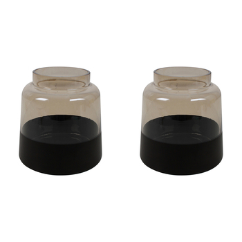 2PK Maine & Crawford Lena 15x15cm Glass Banded Vase - Black