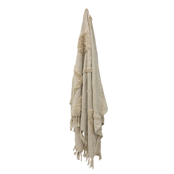 Maine & Crawford Faith 150x125cm Tufted Cotton Throw w/ Fringing - Beige