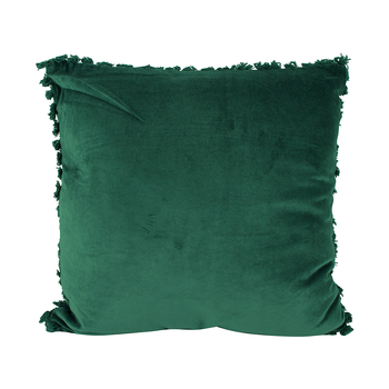 Maine & Crawford Scarlette 50x50cm Velvet Cushion w/ Tassels Forest Green