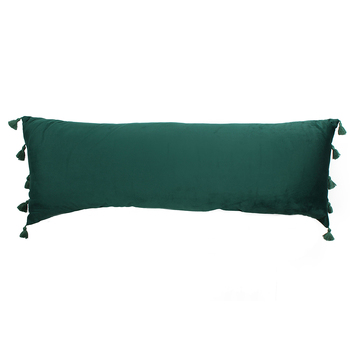 Maine & Crawford Bette 90x30cm Emerald Velvet Cushion w/ Tassels - Green