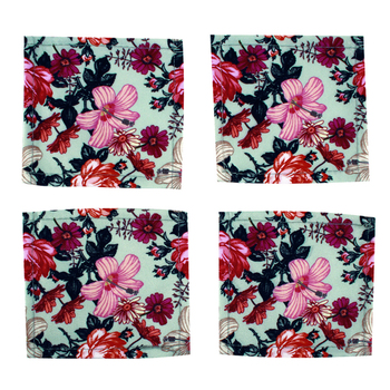4pc Maine & Crawford Cecily Fleur 10cm Cloth Coaster Set Square - Pink