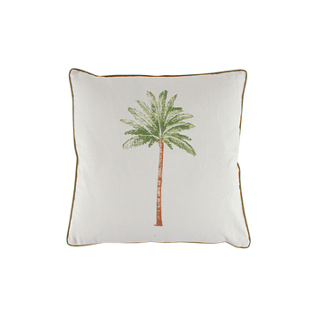Maine & Crawford St Barts 50x50cm Palm Print Cotton Cushion - White/Green