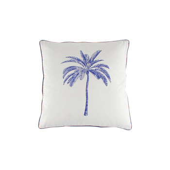 Maine & Crawford Belize 50x50cm Palm Print Cotton Cushion - White/Blue