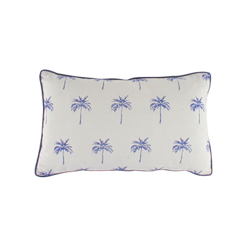 Maine & Crawford Belize 50x30cm Palm Print Cotton Cushion - White/Blue
