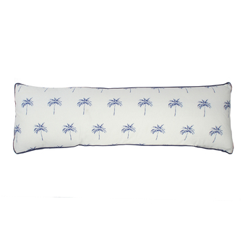 Maine & Crawford Belize 90x30cm Palm Print Cotton Cushion - White/Blue