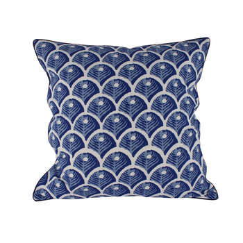 Maine & Crawford Holmes 50x50cm Reverse Print Cotton Cushion - Blue