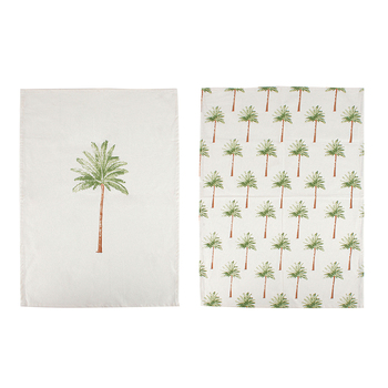 2pc Maine & Crawford St Barts 60x40cm Palm Print Cotton Tea Table Towel