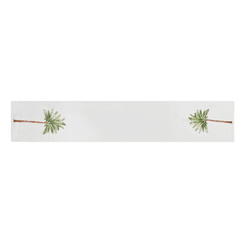 Maine & Crawford St Barts 150x33cm Palm Print Cotton Table Runner - White