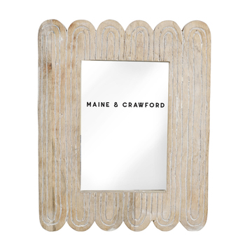 Maine & Crawford Mahdi Scalloped 15.5cm Wood Photo Frame - Natural/White