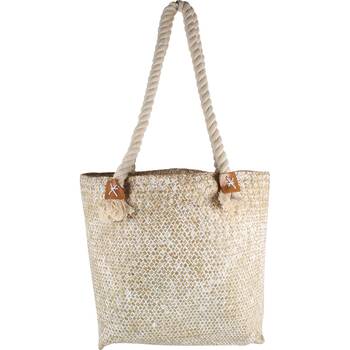 Maine & Crawford 41x36cm Haven Straw Bag w/ Rope Handle - Beige
