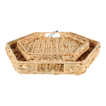 2pc Maine & Crawford Walu Water Hyacinth Hexagon Display Tray Set - Natural