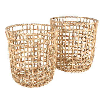 2pc Maine & Crawford Bento Water Hyacinth Basket Set Large - Natural