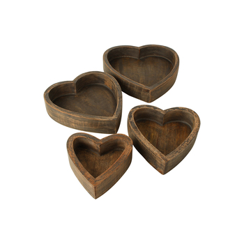 4pc Maine & Crawford 26cm Harmony Mango Wood Heart Box - Natural