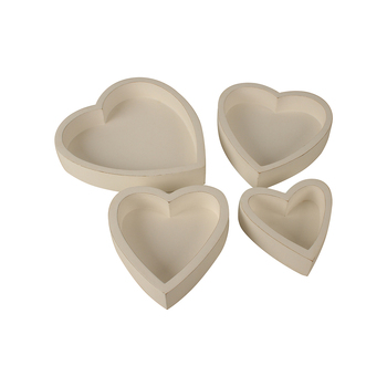 4pc Maine & Crawford 26cm Harmony Mango Wood Heart Box - White