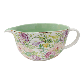 LVD Porcelain 27cm Mixing Jug Spring Floral w/ Handle - Green/White
