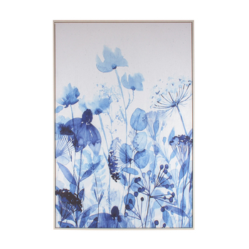 Maine & Crawford 120x80cm Carina Blue Floral Canvas w/ Frame