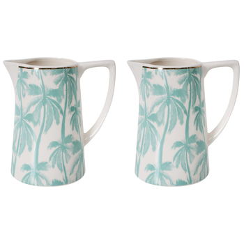 2PK LVD Palm Marine Porcelain 14.5cm Jug Pitcher/Decorative Vase