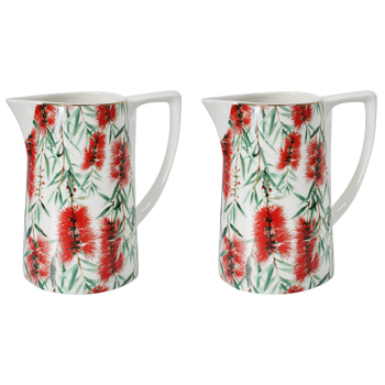 2PK LVD Bottlebrush Porcelain 14.5cm Jug Pitcher/Decorative Vase