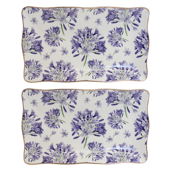 2PK LVD Agapantha Porcelain 20x12cm Plate Rectangle Tableware
