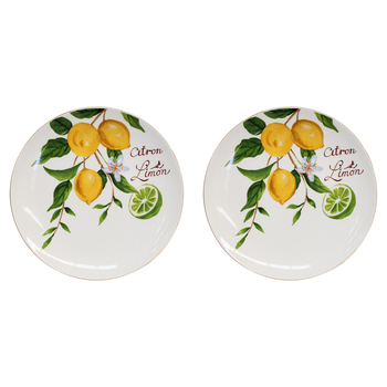 2PK LVD Lemon Porcelain 20cm Snack/Dessert Plate Dish Round