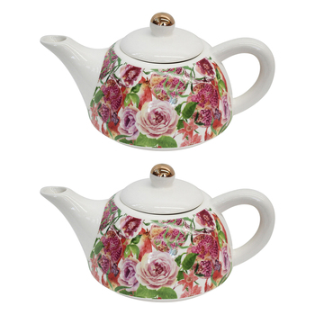 2PK LVD Pomegranate New 19.5cm Teapot Porcelain Decorative Tea Brewing Pot