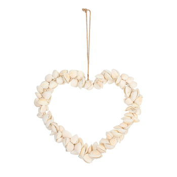 Maine & Crawford Lulu Shell 27cm Heart Decoration Hanging Large - White