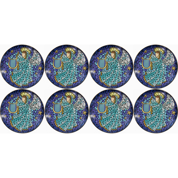 8PK LVD 15x15cm Porcelain Christmas Angel Cake Plate Kitchen Decor - Blue