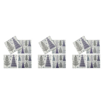 3PK 4pc LVD Porcelain Coasters Lilac & Sage Christmas Kitchen Decor 10cm Square