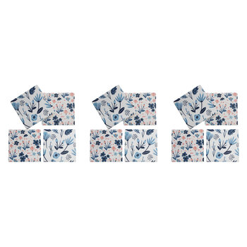 3x 4pc LVD Porcelain Coasters Cottage Blue Home/Kitchen Decor 10cm Square