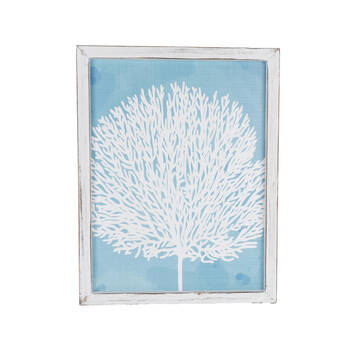 Maine And Crawford D1 Coral Blue and White Wall Artwork 45x35x2cm