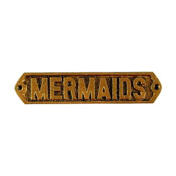 Maine & Crawford Wafi 20x4cm Cast Iron Mermaids Plaque - Gold